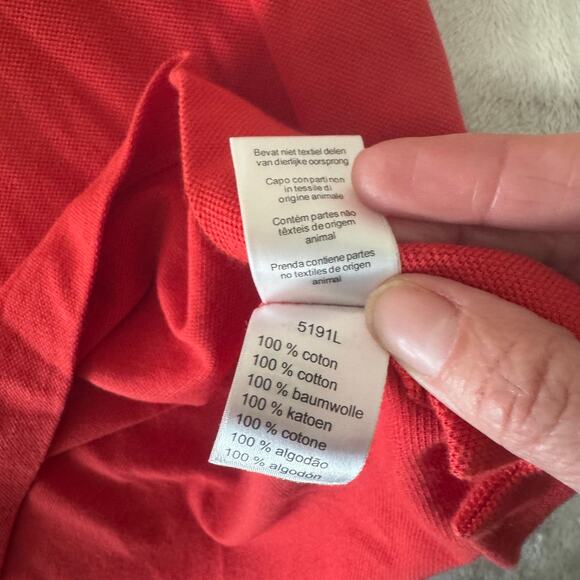 Lacoste Vintage Early 2000's Men's Alligator Polo Shirt Size 7 US 2XL Red Orange - Picture 8 of 9